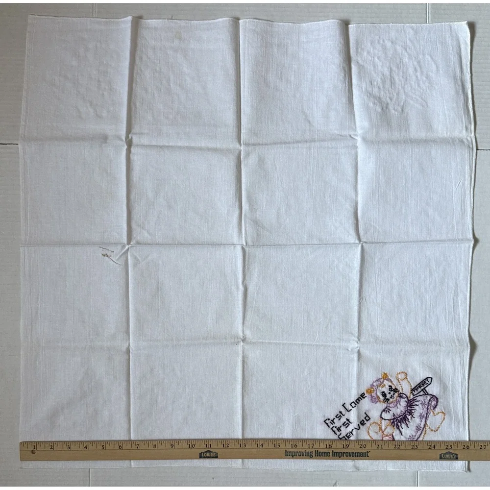8 Vintage Cat Hand‎ Embroidered Flour Sack Towels - Project to Complete!